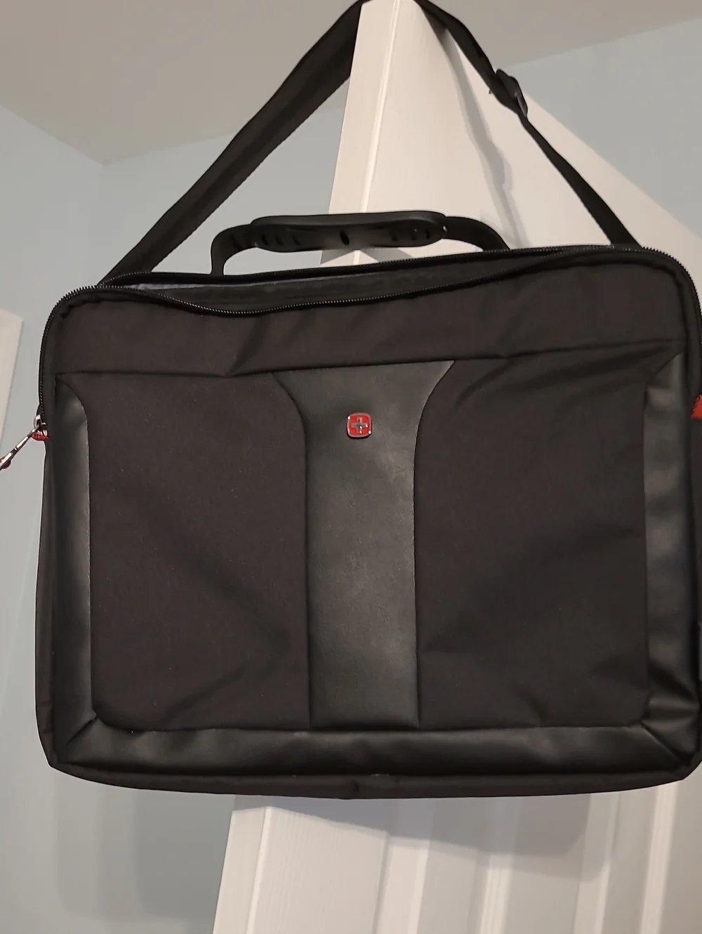 SwissGear/Wenger Black Laptop Messenger Bag with Red Logo Accent